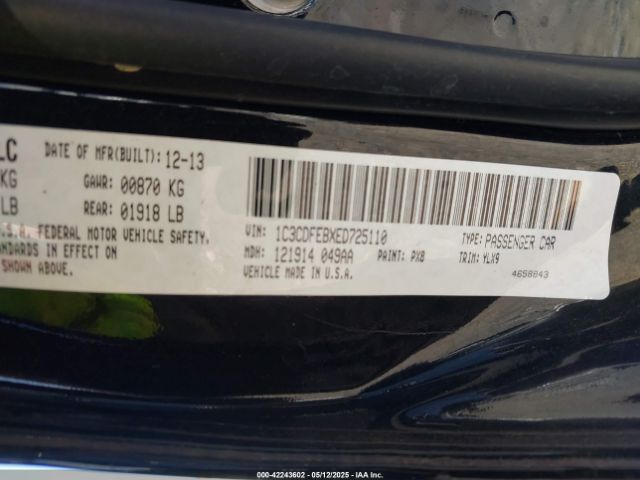 1C3CDFEBXED725110 Dodge DART GT