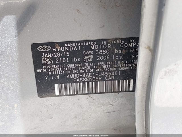KMHDH4AE1FU455481 Hyundai Elantra Limited