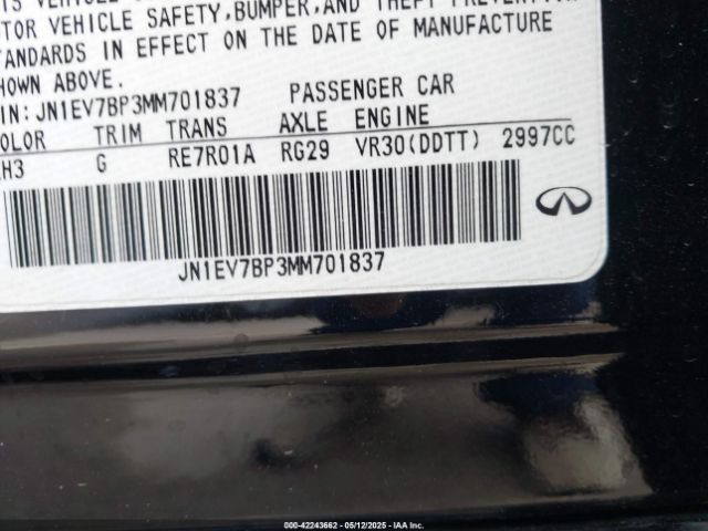 JN1EV7BP3MM701837 Infiniti Q50 LUXE