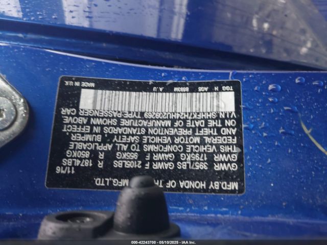 SHHFK7H24HU209269 Honda Civic Lx