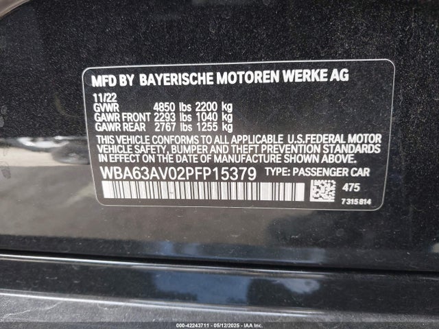 BMW 2023 2023 WBA63AV02PFP15379 Image 9