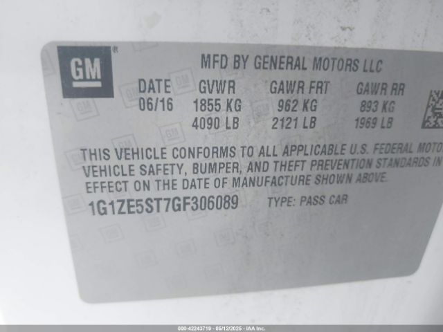 1G1ZE5ST7GF306089 Chevrolet MALIBU 1LT