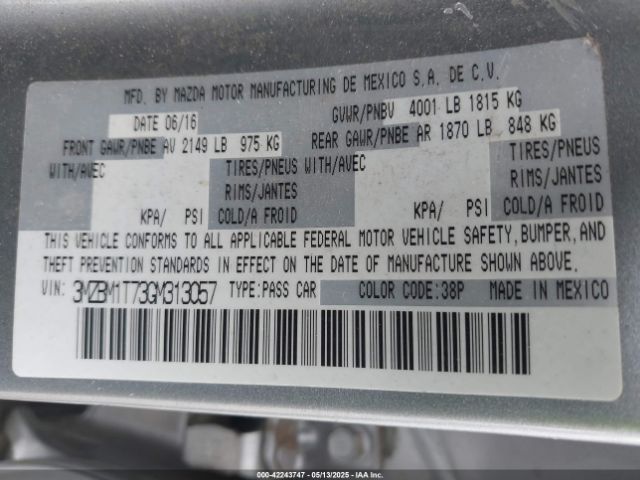 3MZBM1T73GM313057 Mazda Mazda3 I Sport