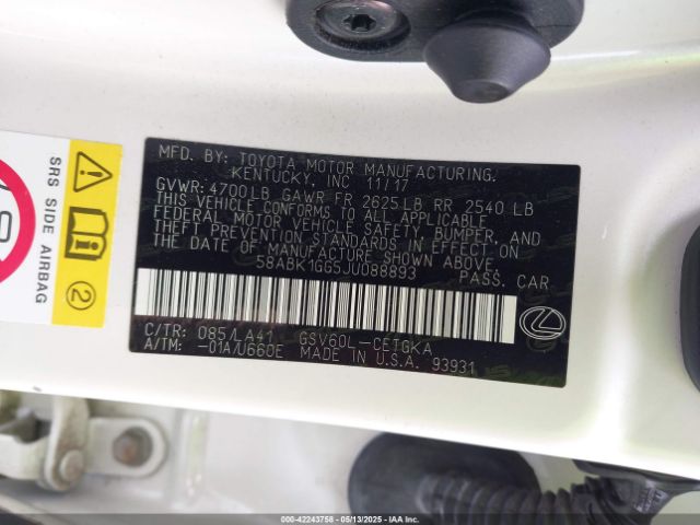 58ABK1GG5JU088893 Lexus ES 350