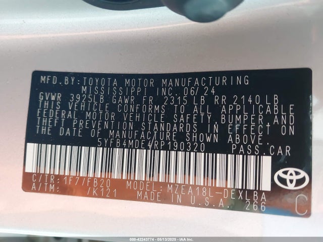 5YFB4MDE4RP190320 Toyota m20a-fks