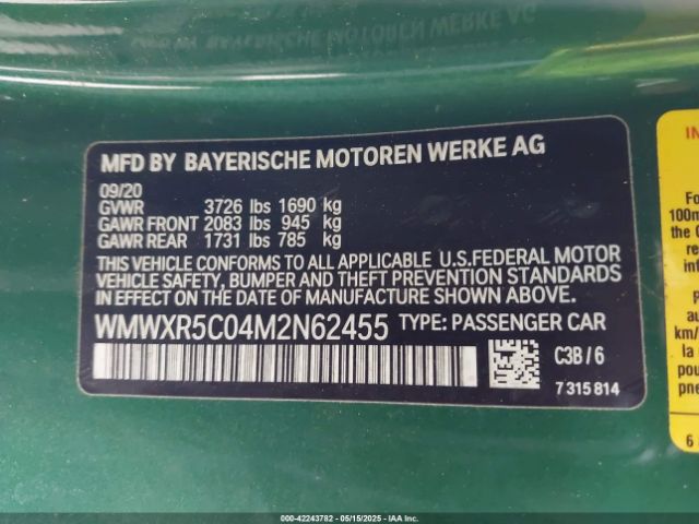 WMWXR5C04M2N62455 Mini Hardtop Cooper S