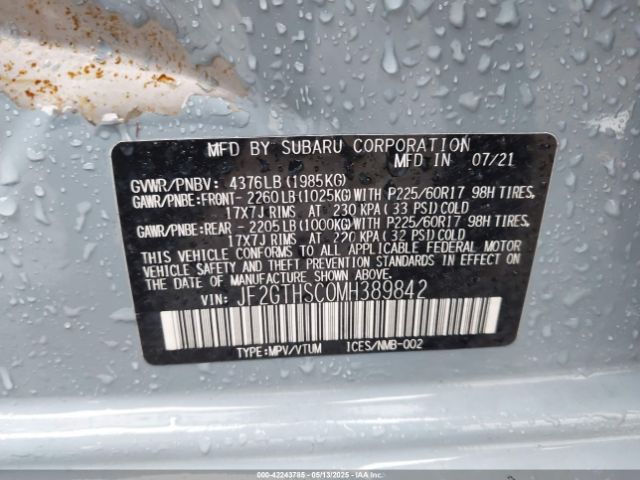 JF2GTHSC0MH389842 Subaru Crosstrek Sport