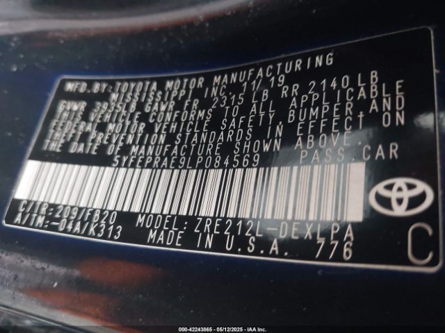 5YFEPRAE9LP084569 Toyota COROLLA LE