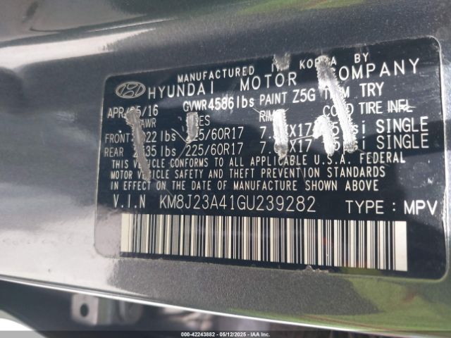 KM8J23A41GU239282 Hyundai TUCSON SE