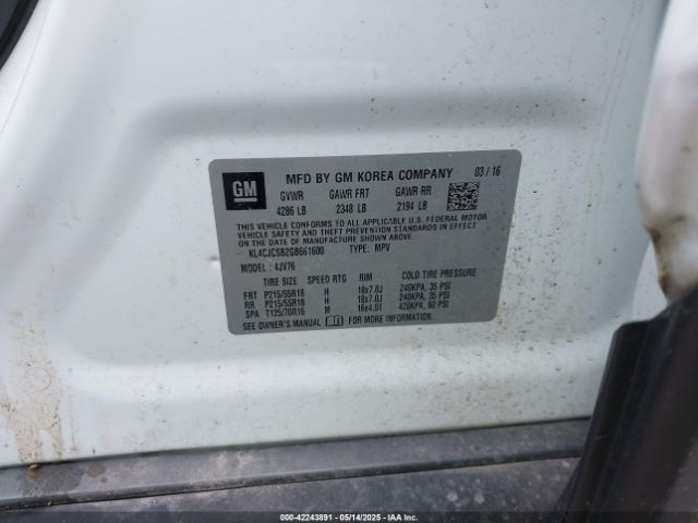 KL4CJCSB2GB661600 Buick luv - vvt, alum gme e85 max