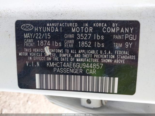 KMHCT4AE6GU944857 Hyundai dohc gdi gamma