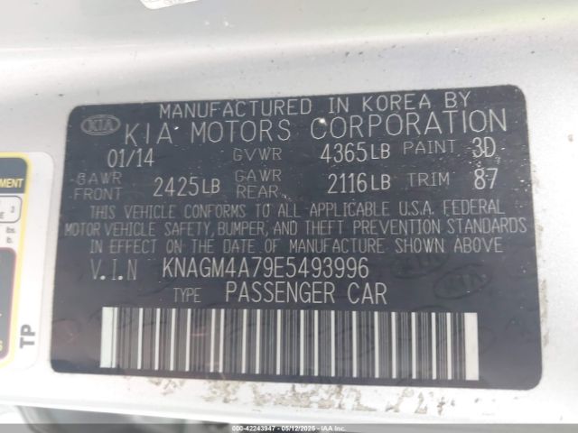 KNAGM4A79E5493996 KIA Optima Lx