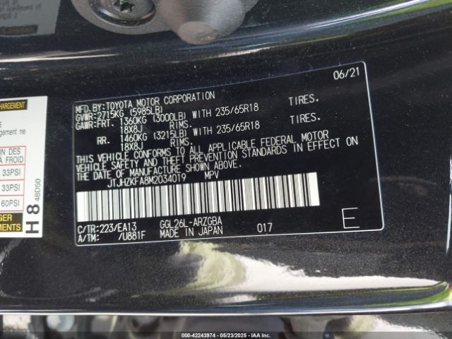 2021 LEXUS RX 350L JTJHZKFA8M2034019 Photo 8