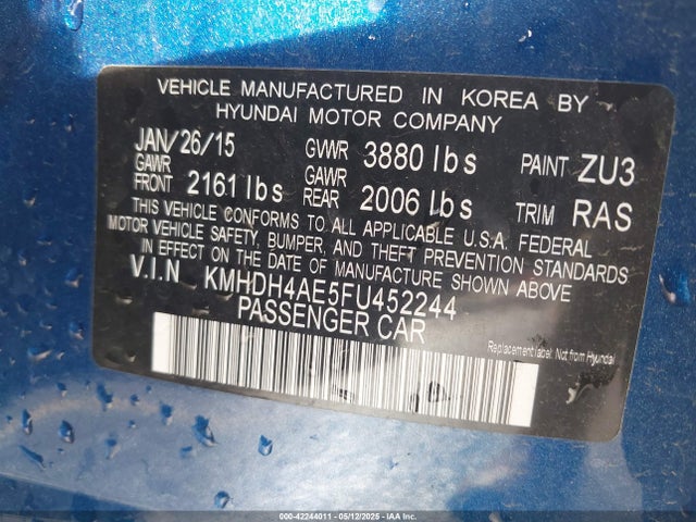 KMHDH4AE5FU452244 Hyundai dohc mpi nu