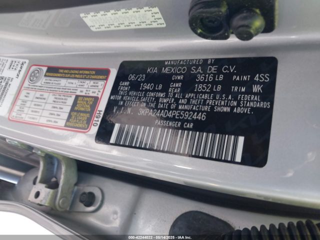 3KPA24AD4PE592446 KIA RIO S