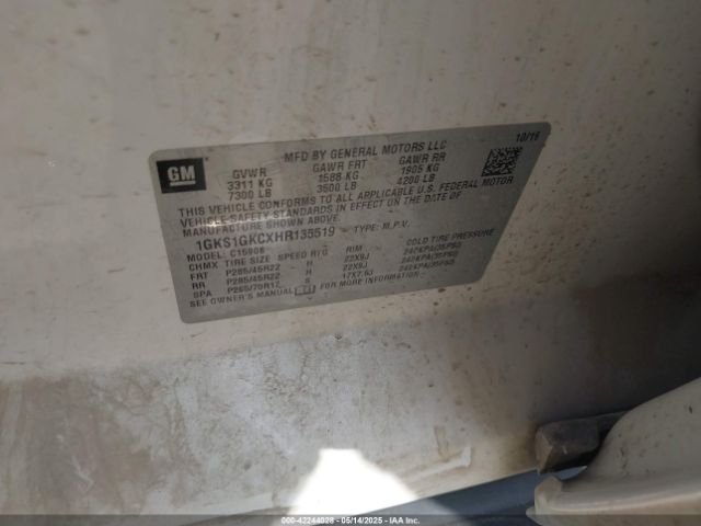 2017 GMC YUKON XL 1GKS1GKCXHR135519 Photo 8