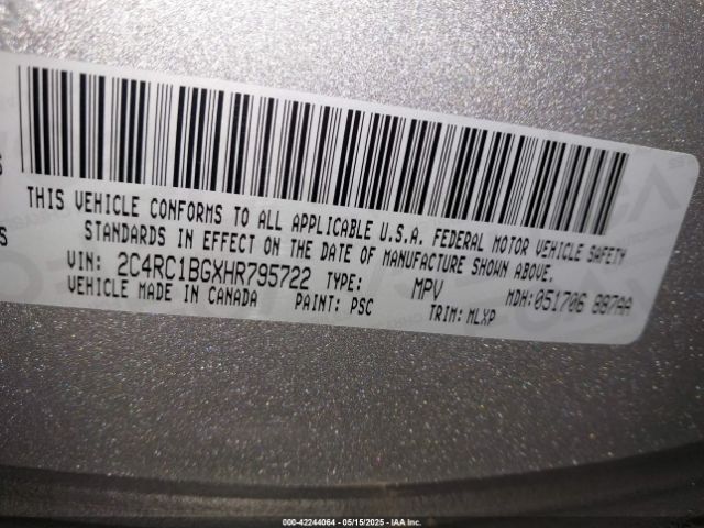 2C4RC1BGXHR795722 Chrysler Pacifica Touring-l