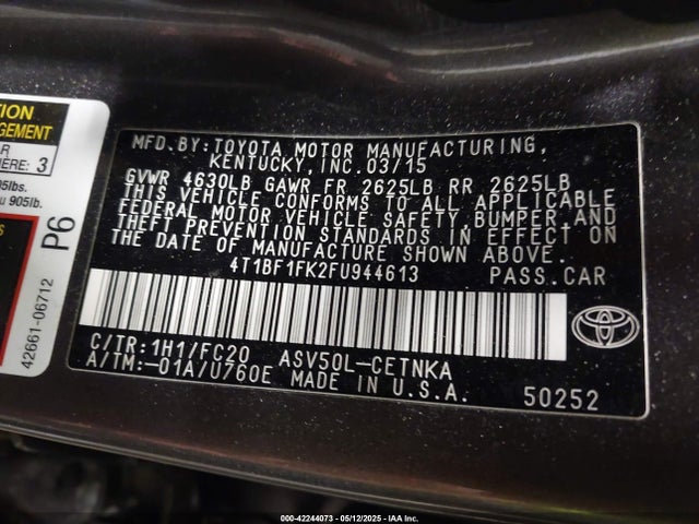 Toyota 2ar-fe 2015 4T1BF1FK2FU944613 Image 9