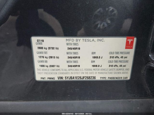 5YJSA1E26JF268236 Tesla Model S 100d/75d/p100d