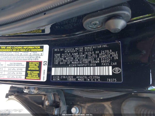 4T1K61AK8PU773858 Toyota a25a-fks