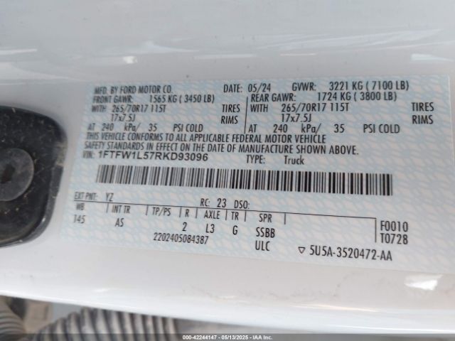 2024 FORD F-150 1FTFW1L57RKD93096 Photo 8