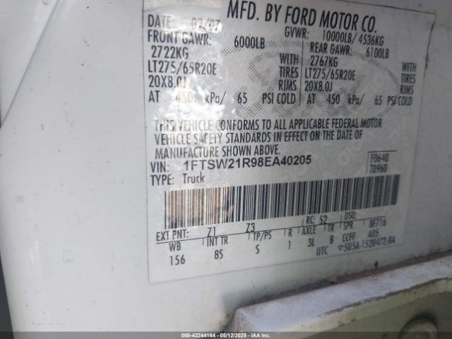 2008 FORD F-250 1FTSW21R98EA40205 Photo 8