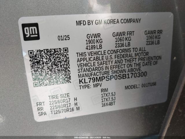 KL79MPSP0SB170300 Chevrolet Trailblazer Fwd Lt