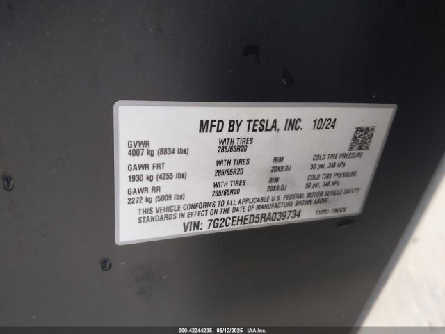 2024 TESLA CYBERTRUCK 7G2CEHED5RA039734 Photo 8