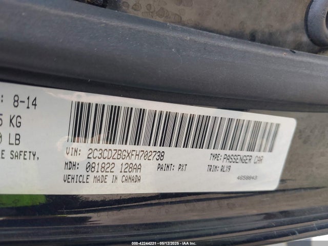 2C3CDZBGXFH702738 Dodge Challenger Sxt Plus