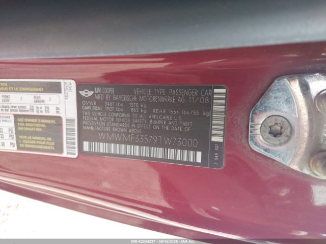 2009 MINI COOPER WMWMF33579TW73000 Photo 8