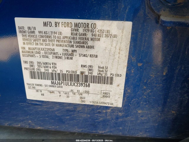 MAJ6P1ULXJC239268 Ford 2018