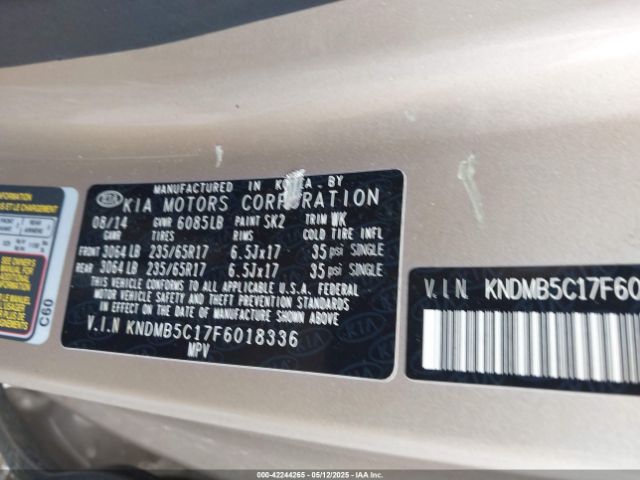 KNDMB5C17F6018336 KIA SEDONA LX