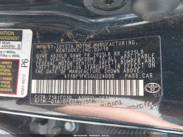 4T1BF1FK5GU224000 Toyota CAMRY LE