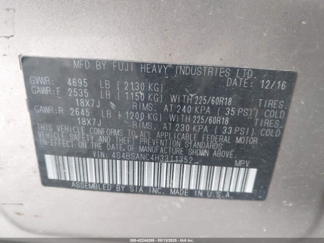 4S4BSANC4H3311352 Subaru Outback 2.5i Limited