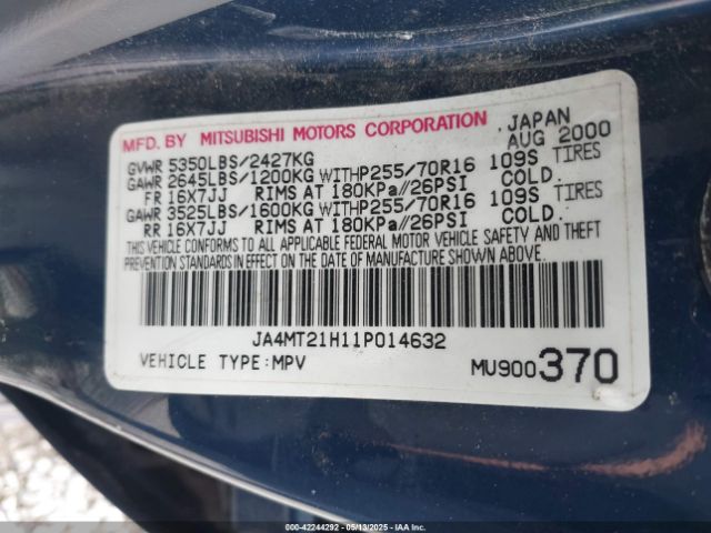 2001 MITSUBISHI MONTERO SPORT JA4MT21H11P014632 Photo 8