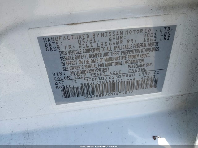 3N1AB8DVXMY291897 Nissan 2021