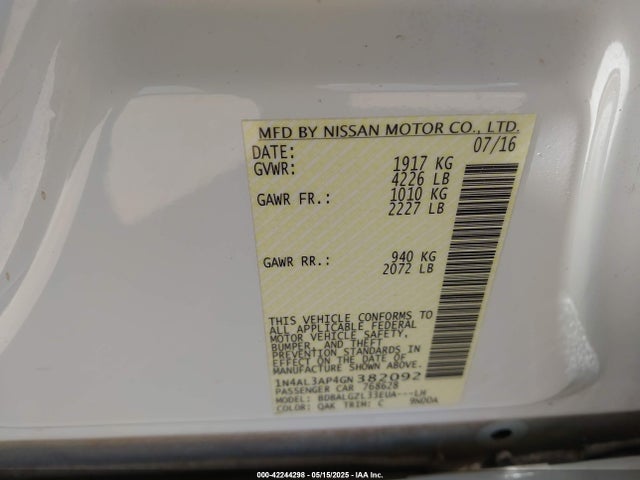 Nissan Altima 2.5 S 2016 1N4AL3AP4GN382092 Image 9