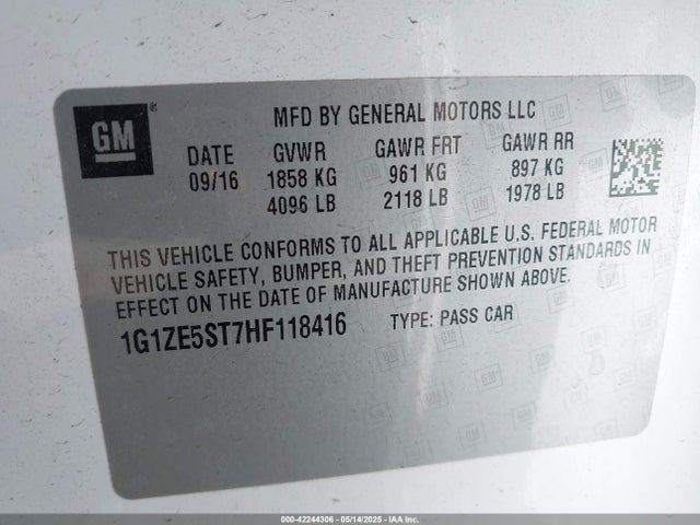 1G1ZE5ST7HF118416 Chevrolet lfv - di: direct injection, vvt: variable valve timing, gen 1
