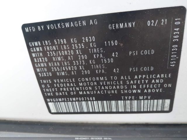 2021 VOLKSWAGEN ID.4 WVGDMPE28MP007568 Photo 8