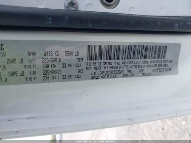 1C4PJMDX2KD239071 Jeep Cherokee Limited 4x4