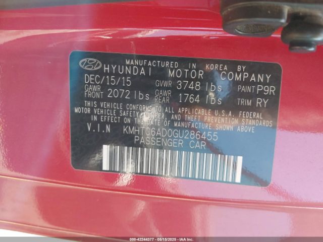 KMHTC6AD0GU286455 Hyundai Veloster