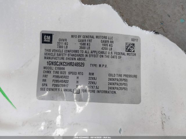 1GNSCJKC5HR248529 Chevrolet Suburban Premier