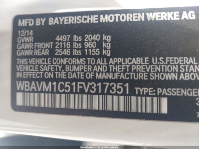 WBAVM1C51FV317351 BMW X1 Sdrive28i