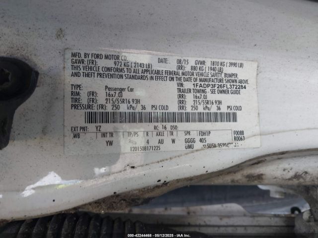 1FADP3F26FL372284 Ford FOCUS SE