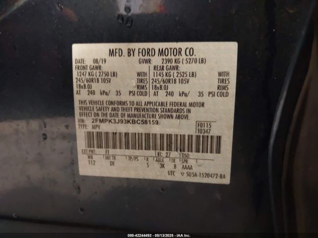 2019 FORD EDGE 2FMPK3J93KBC58159 Photo 8