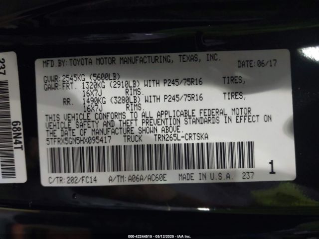 5TFRX5GN5HX095417 Toyota Tacoma Access Cab/sr/sr5