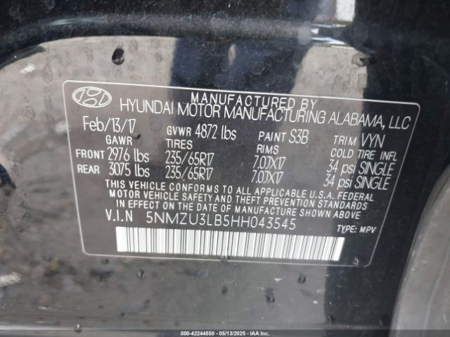 5NMZU3LB5HH043545 Hyundai Santa Fe Sport 2.4l