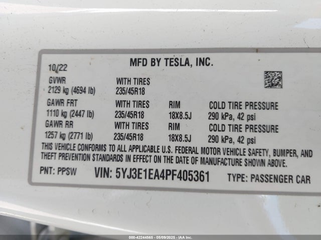 2023 TESLA MODEL 3 5YJ3E1EA4PF405361 Photo 8