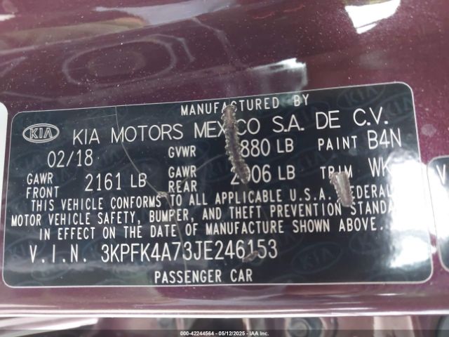 3KPFK4A73JE246153 KIA FORTE LX