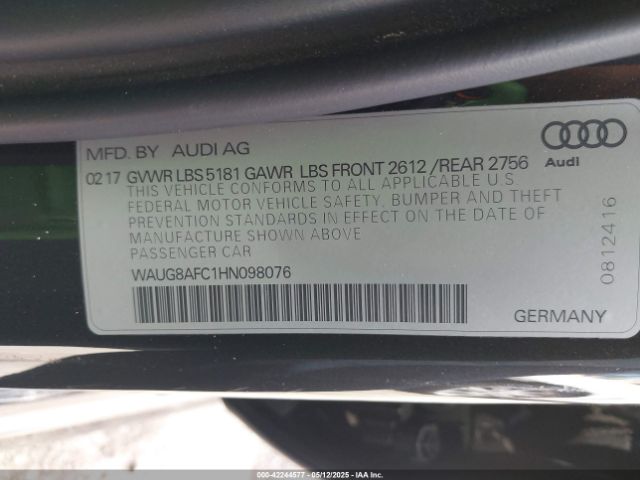 WAUG8AFC1HN098076 Audi A6 2.0t Premium